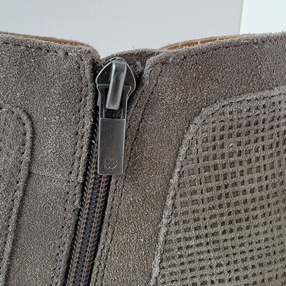 Lucky Brand Ponic Gray Suede Leather Boho Round Toe Ankle Booties, Size 10M - Picture 8 of 14